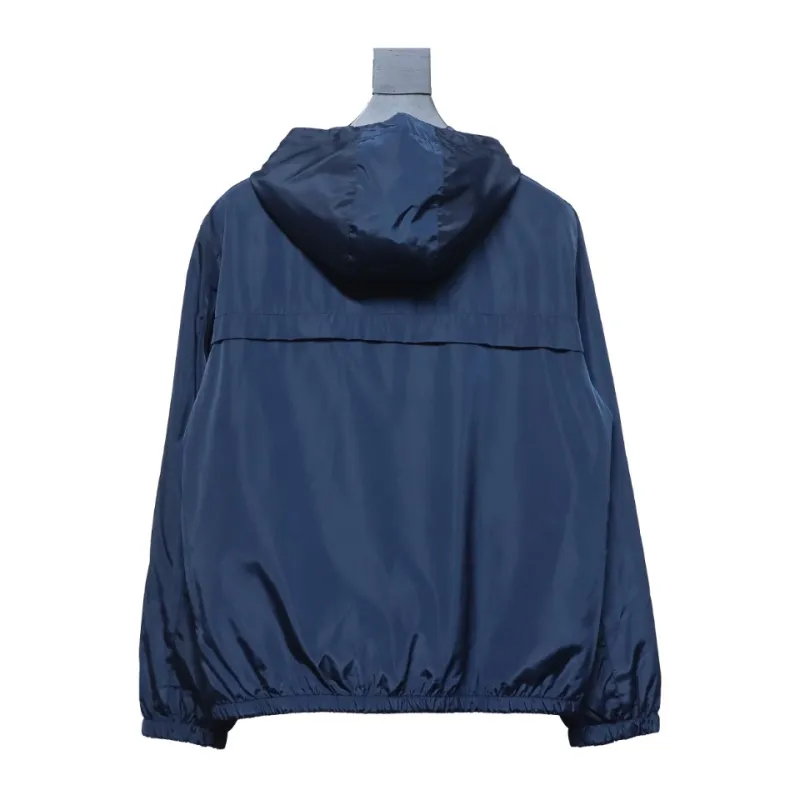 Prada Badge Zip-Up Jacket Blue