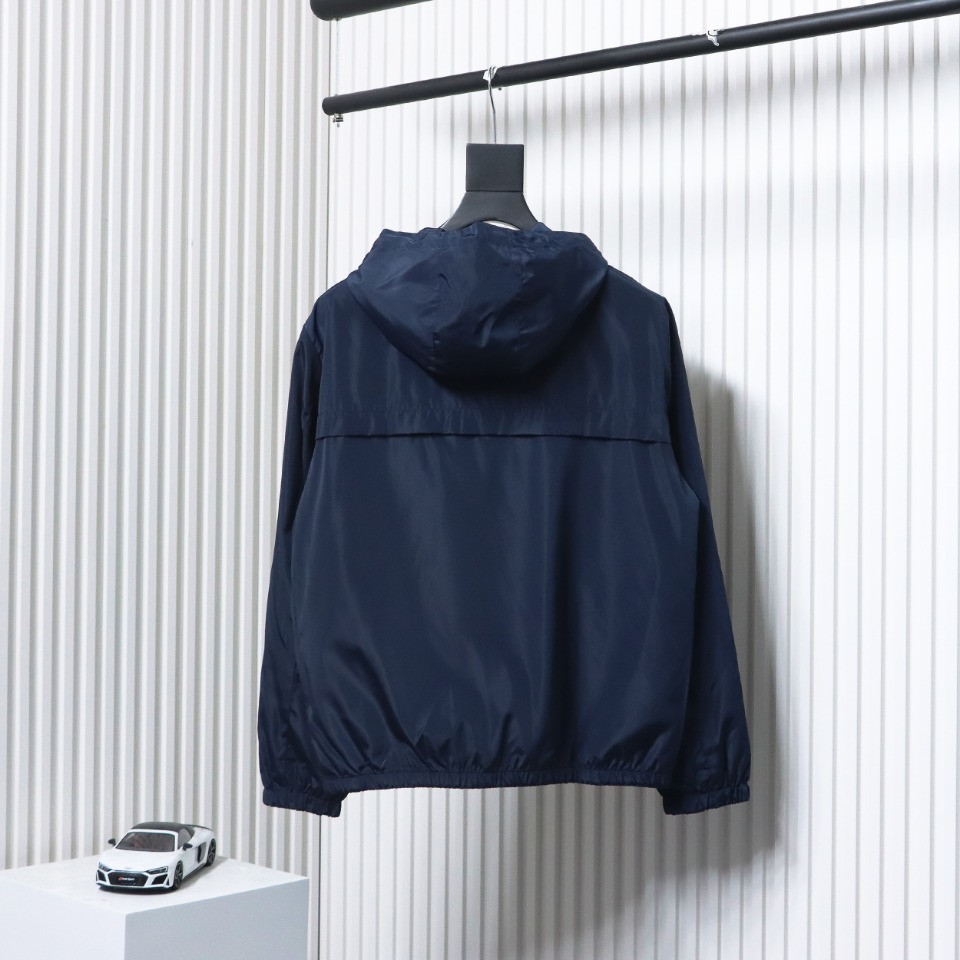 Prada Badge Zip-Up Jacket Blue