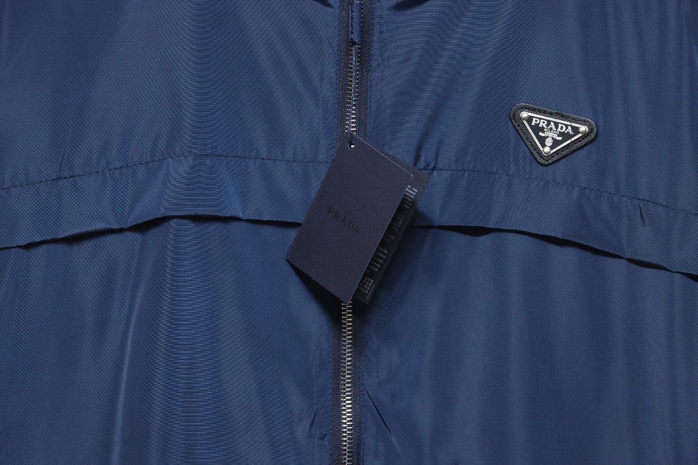 Prada Badge Zip-Up Jacket Blue