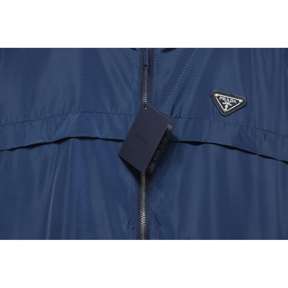 Prada Badge Zip-Up Jacket Blue