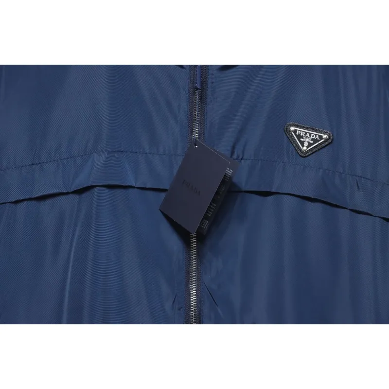 Prada Badge Zip-Up Jacket Blue