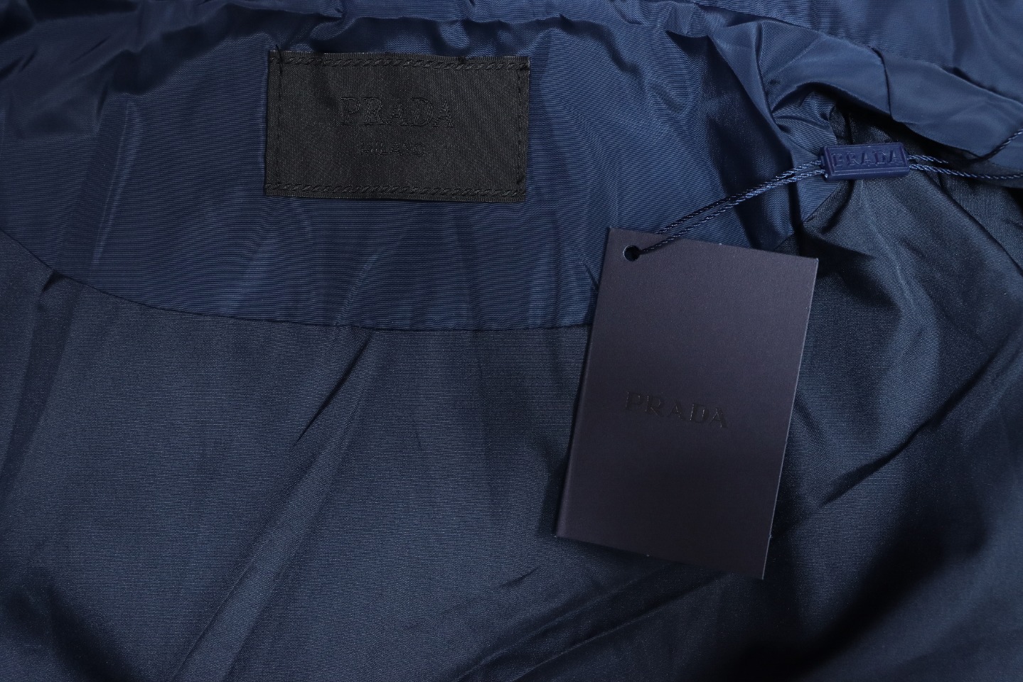 Prada Badge Zip-Up Jacket Blue