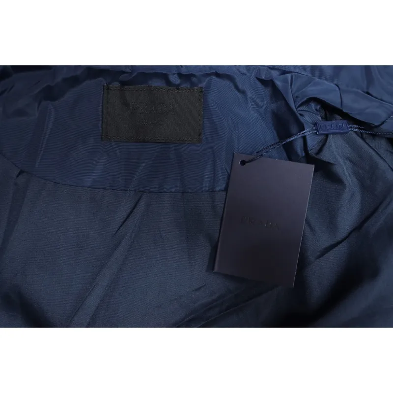 Prada Badge Zip-Up Jacket Blue