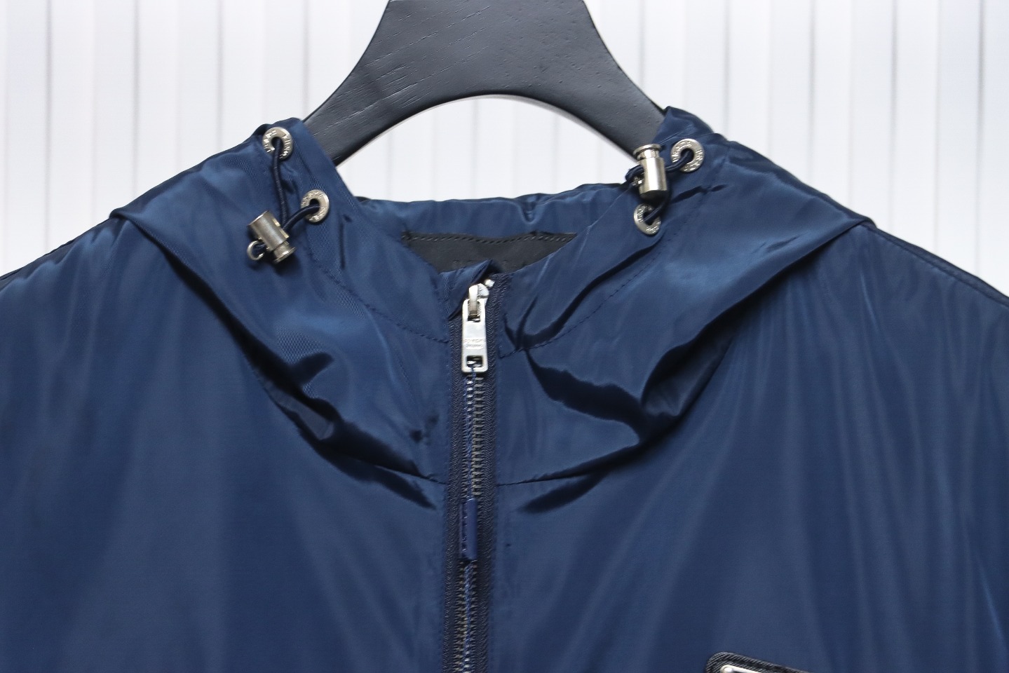 Prada Badge Zip-Up Jacket Blue