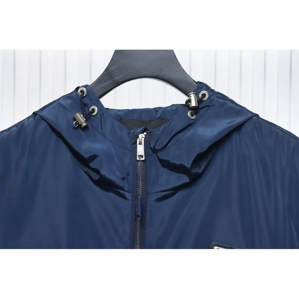 Prada Badge Zip-Up Jacket Blue