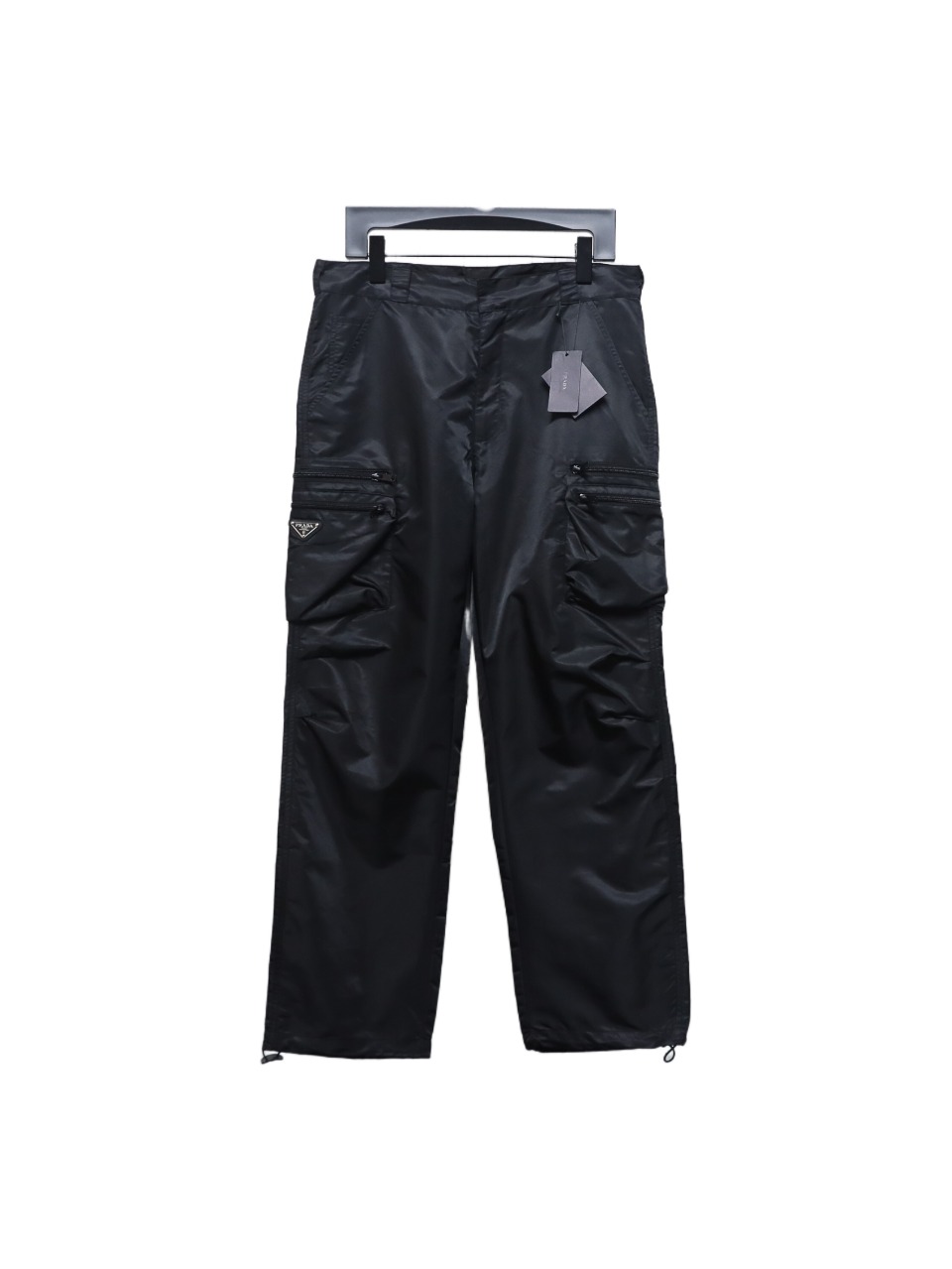 Prada Cargo Pocket Recycled Nylon Trousers Black