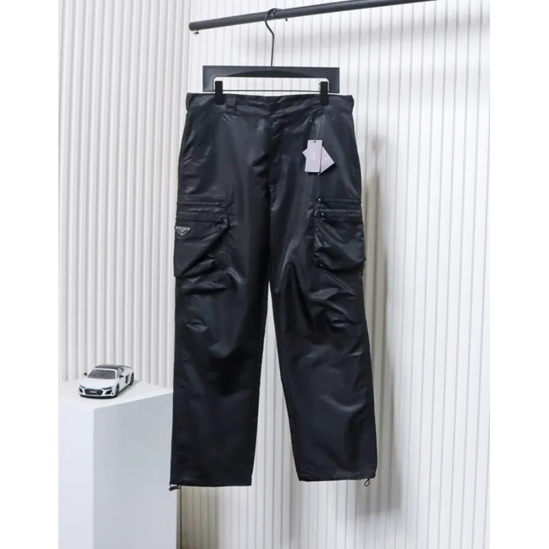 Prada Cargo Pocket Recycled Nylon Trousers Black
