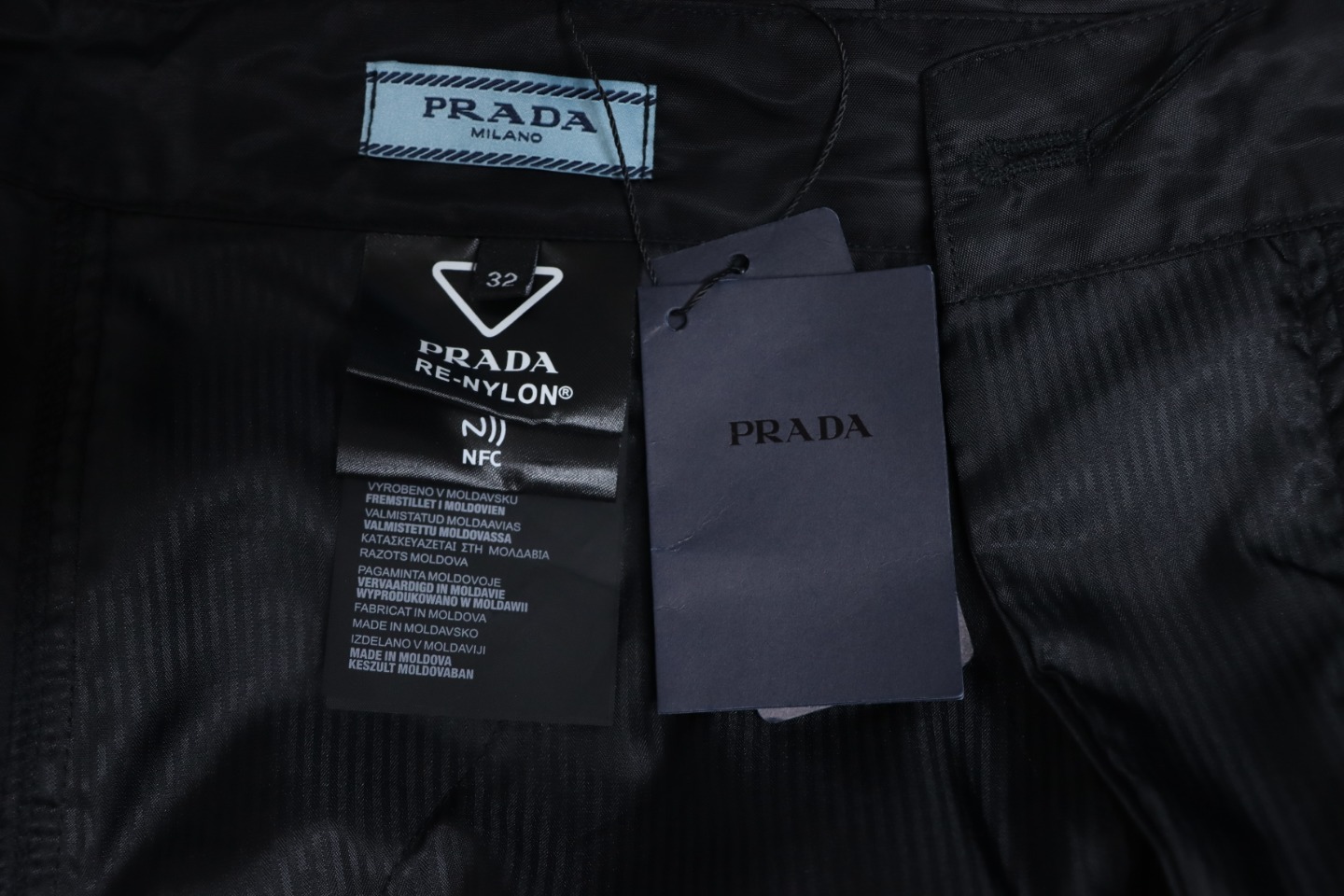 Prada Cargo Pocket Recycled Nylon Trousers Black