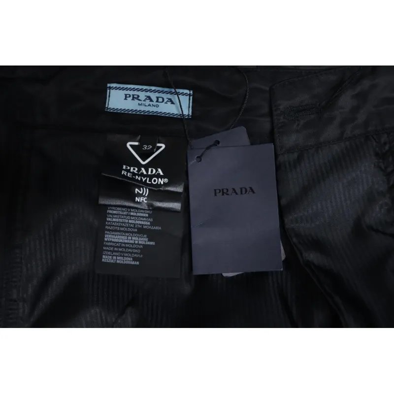 Prada Cargo Pocket Recycled Nylon Trousers Black