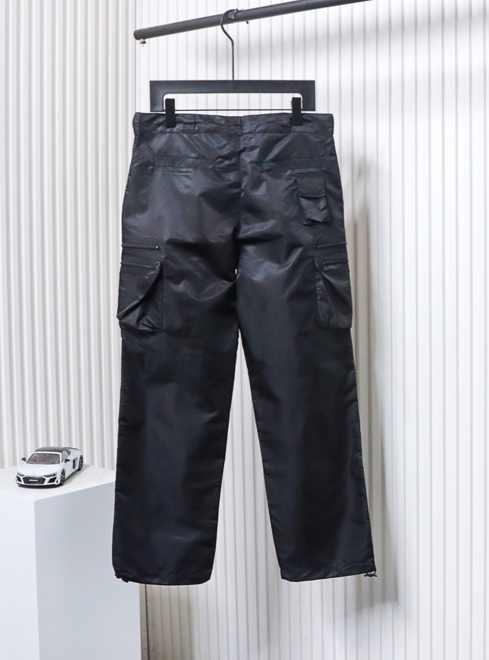 Prada Cargo Pocket Recycled Nylon Trousers Black