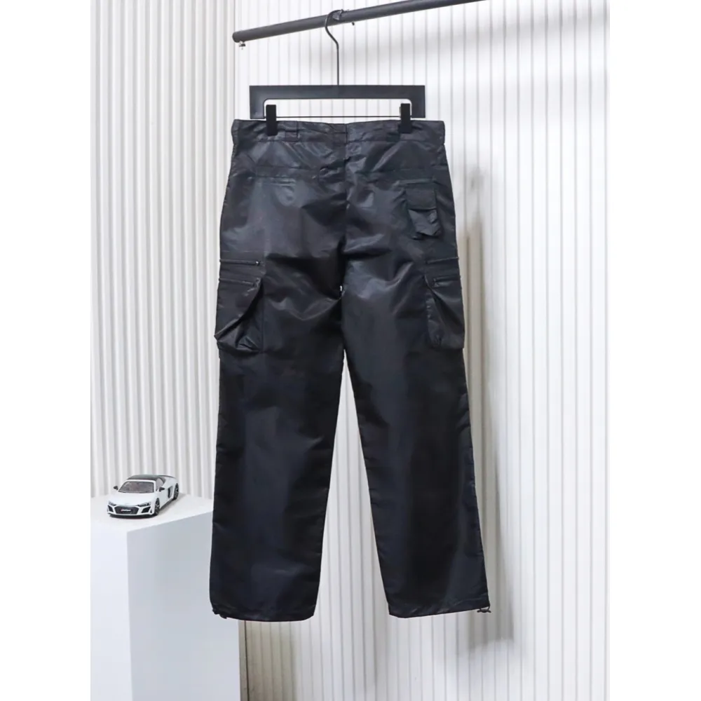 Prada Cargo Pocket Recycled Nylon Trousers Black