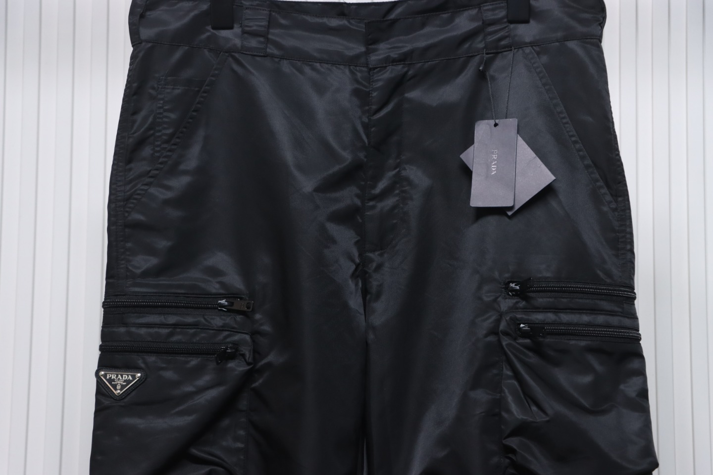 Prada Cargo Pocket Recycled Nylon Trousers Black