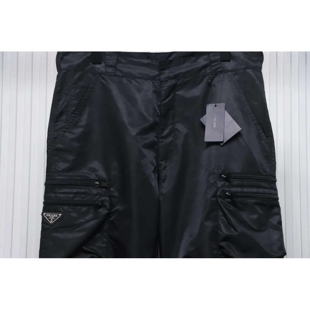 Prada Cargo Pocket Recycled Nylon Trousers Black