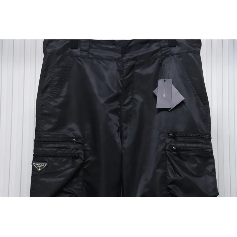 Prada Cargo Pocket Recycled Nylon Trousers Black