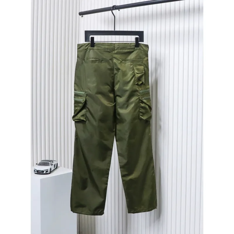 Prada Cargo Pocket Recycled Nylon Trousers Green
