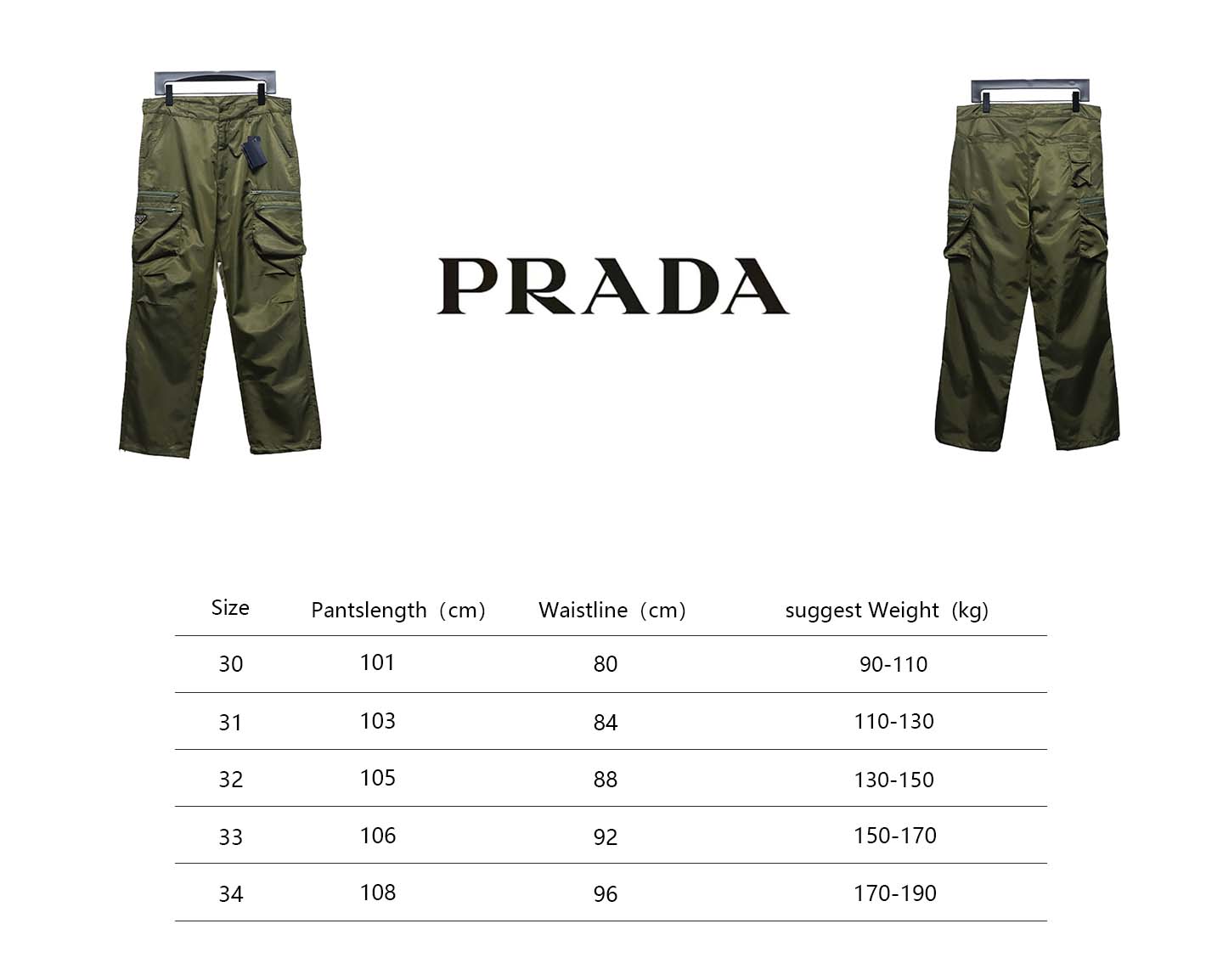 Prada Cargo Pocket Recycled Nylon Trousers Green