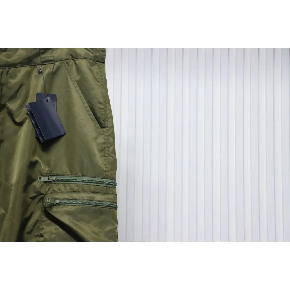 Prada Cargo Pocket Recycled Nylon Trousers Green