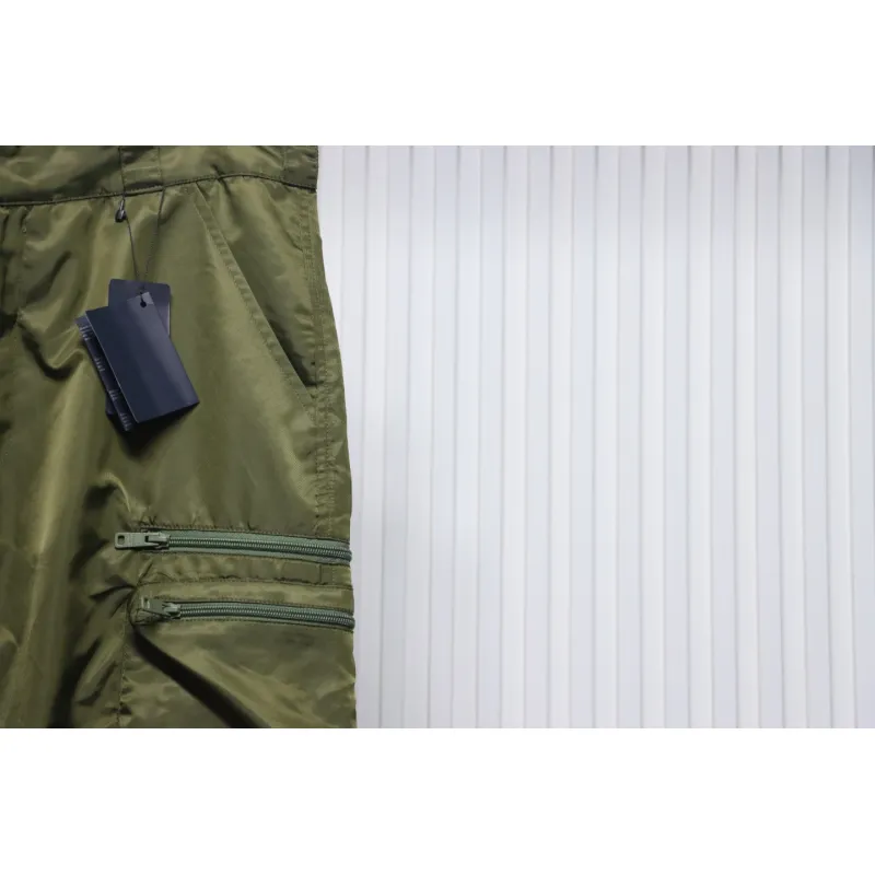 Prada Cargo Pocket Recycled Nylon Trousers Green