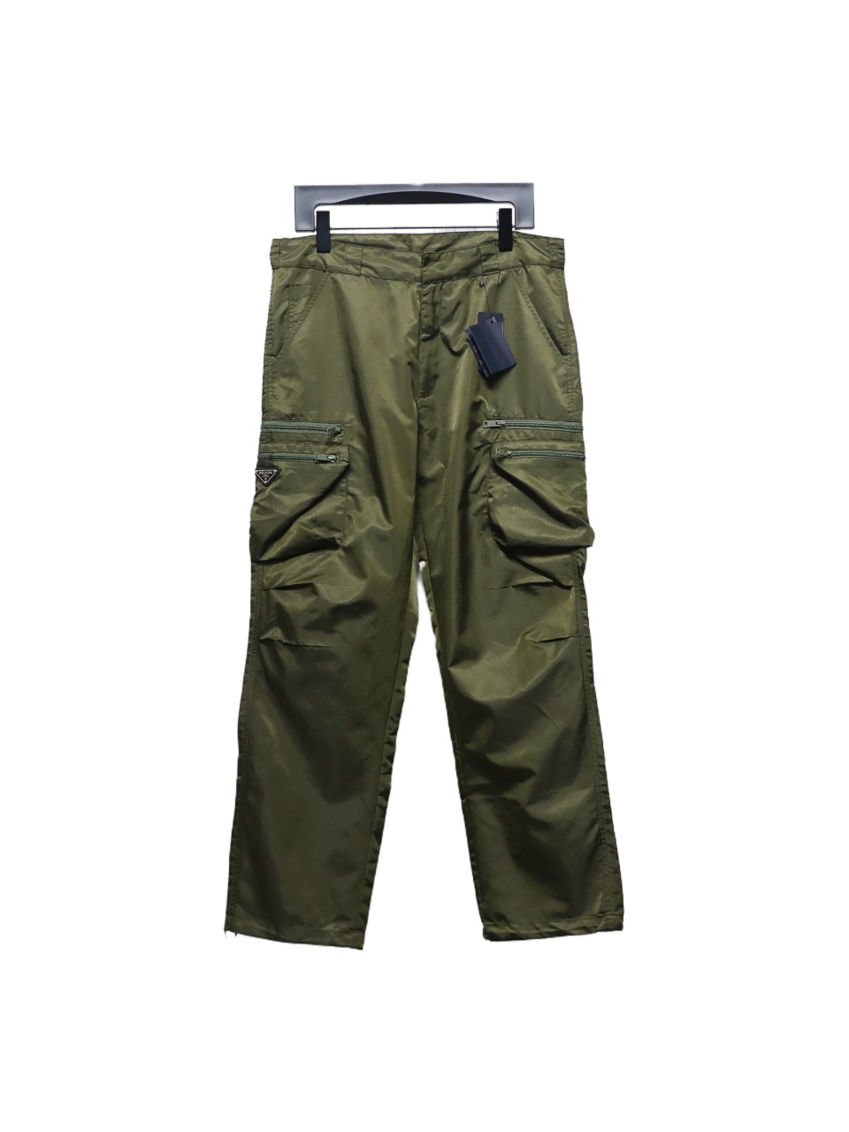 Prada Cargo Pocket Recycled Nylon Trousers Green