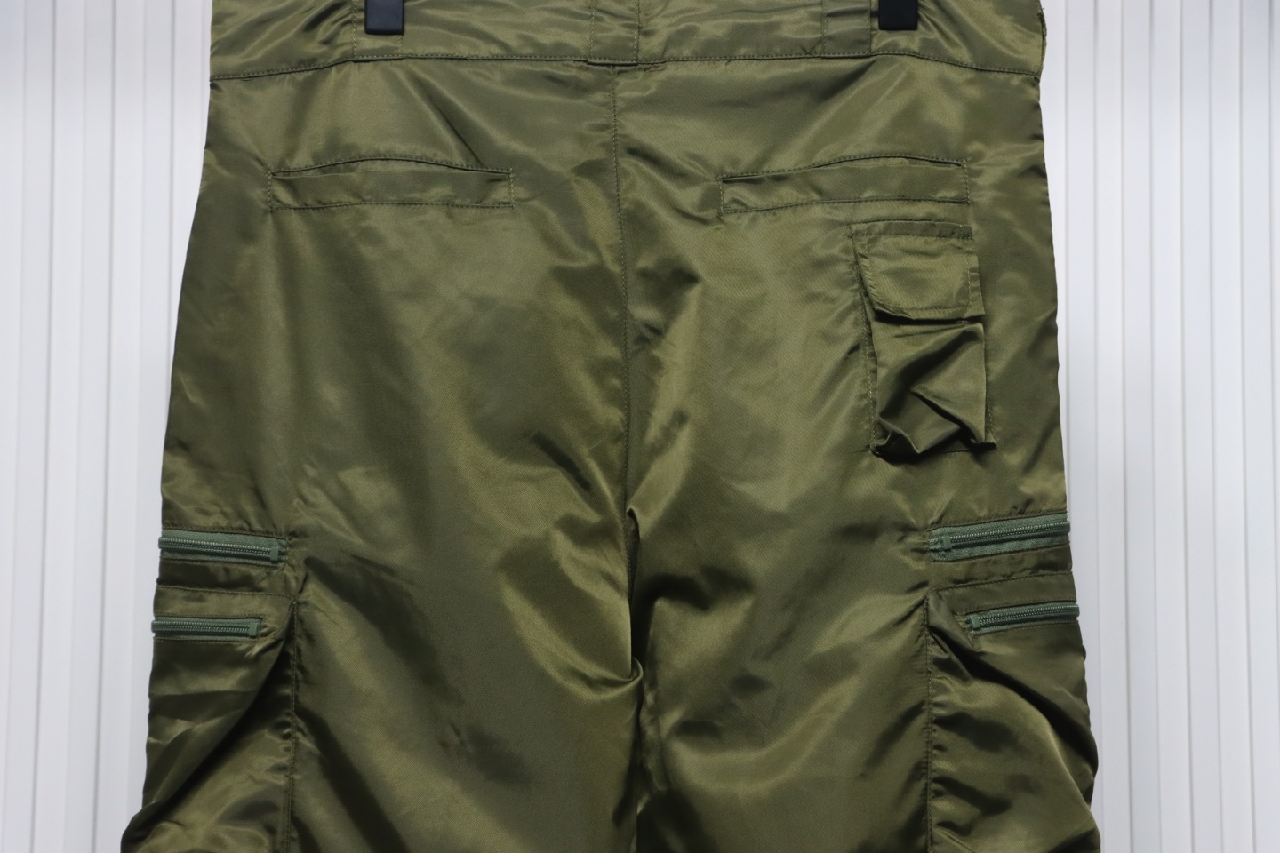 Prada Cargo Pocket Recycled Nylon Trousers Green