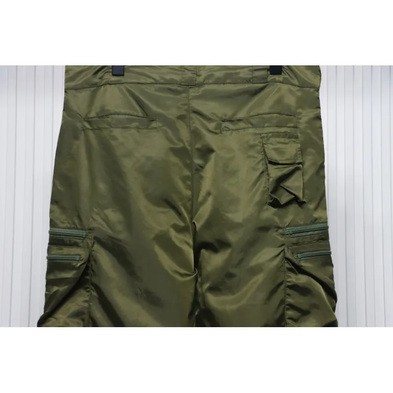 Prada Cargo Pocket Recycled Nylon Trousers Green