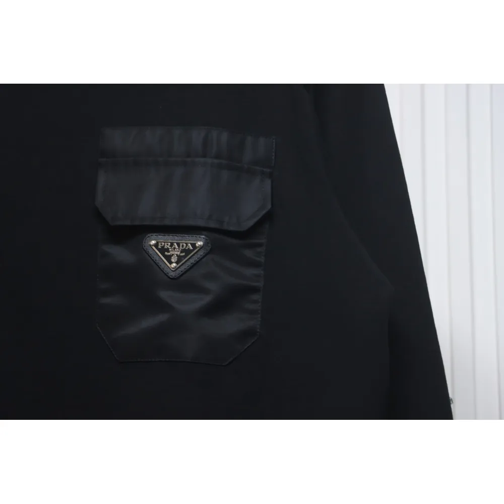 Prada Chest Pocket Crewneck Hoodie Black