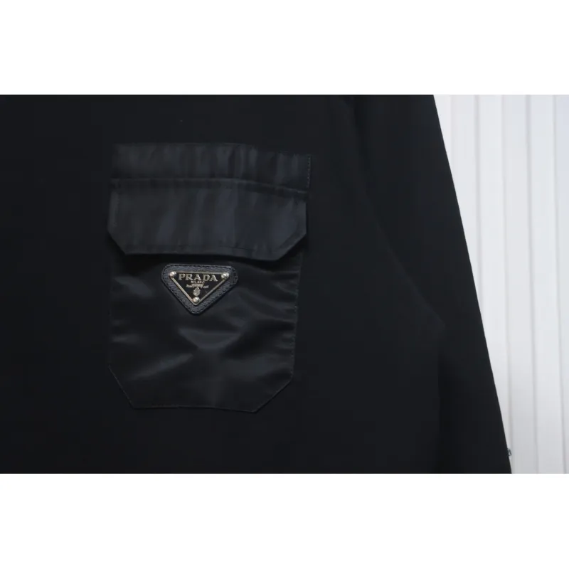 Prada Chest Pocket Crewneck Hoodie Black