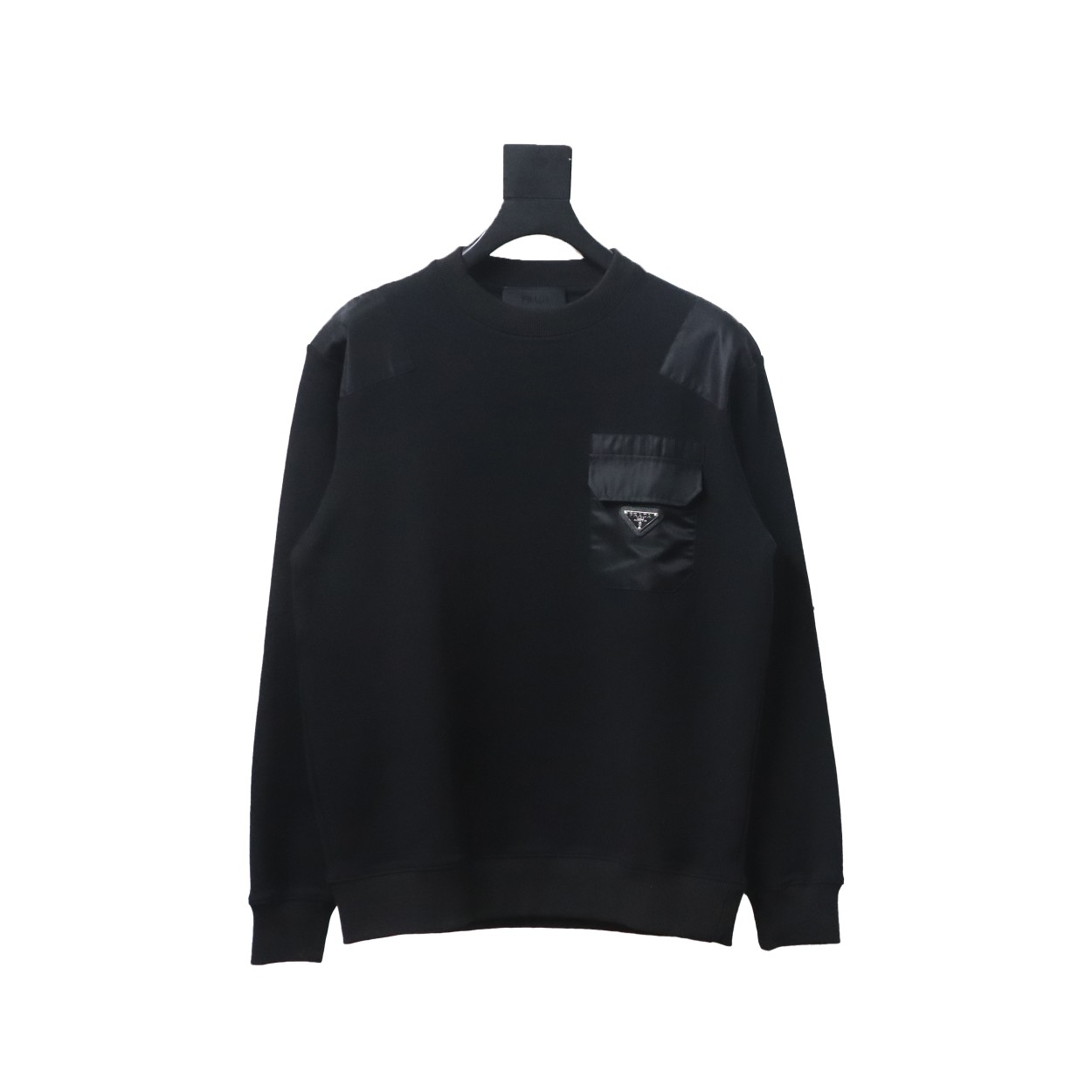 Prada Chest Pocket Crewneck Hoodie Black