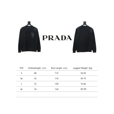 Prada Chest Pocket Crewneck Hoodie Black 02