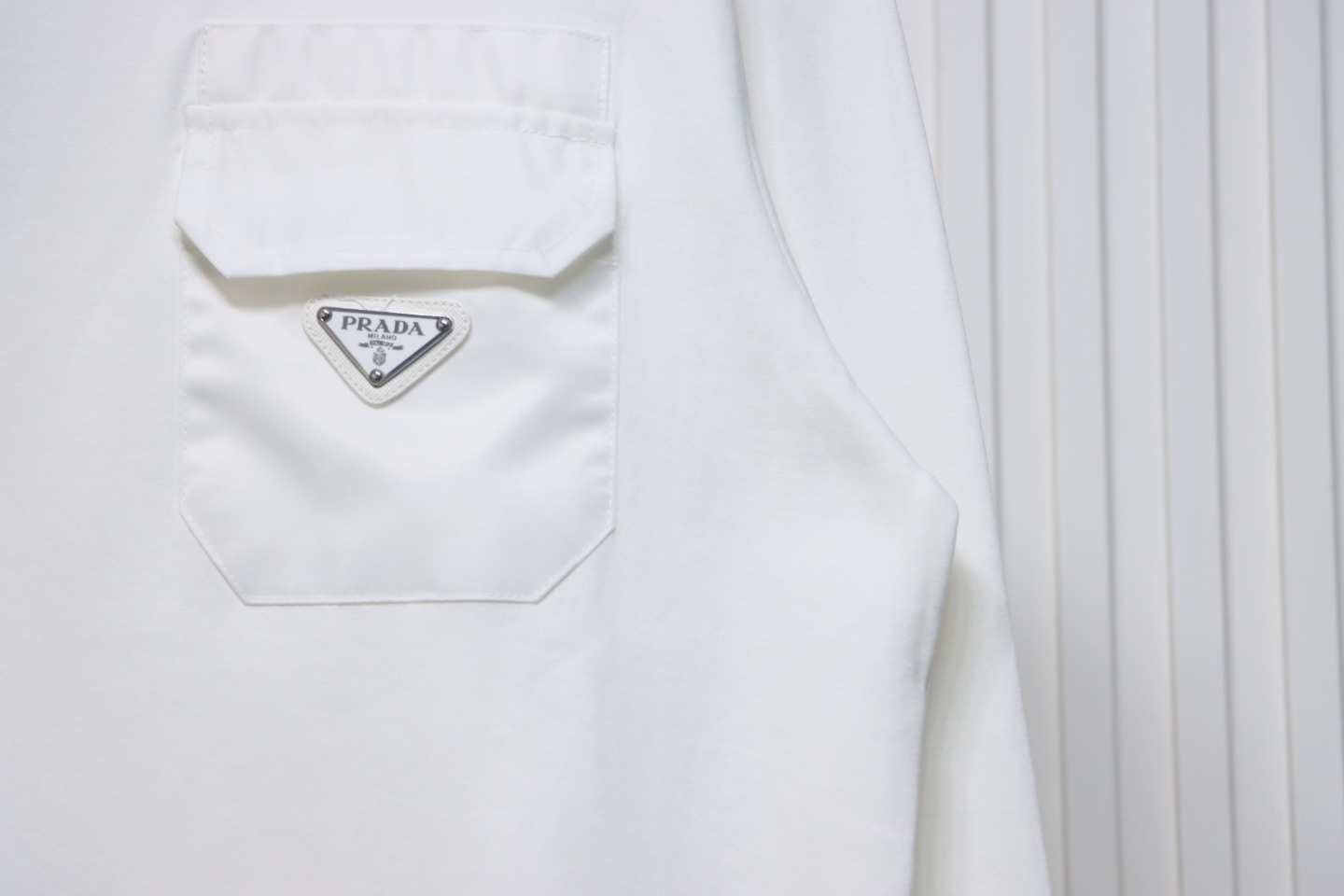 Prada Chest Pocket Crewneck Hoodie White