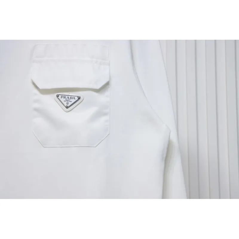 Prada Chest Pocket Crewneck Hoodie White
