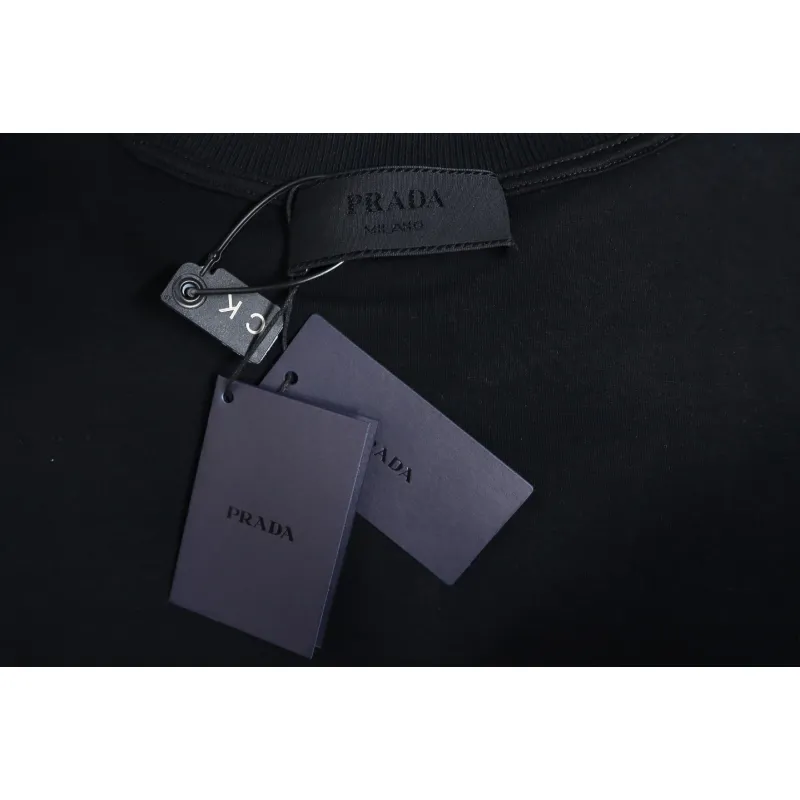 Prada Classic Red Striped Crew Neck Hoodie Black