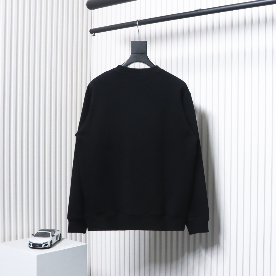 Prada Classic Red Striped Crew Neck Hoodie Black