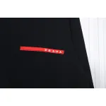 Prada Classic Red Striped Crew Neck Hoodie Black