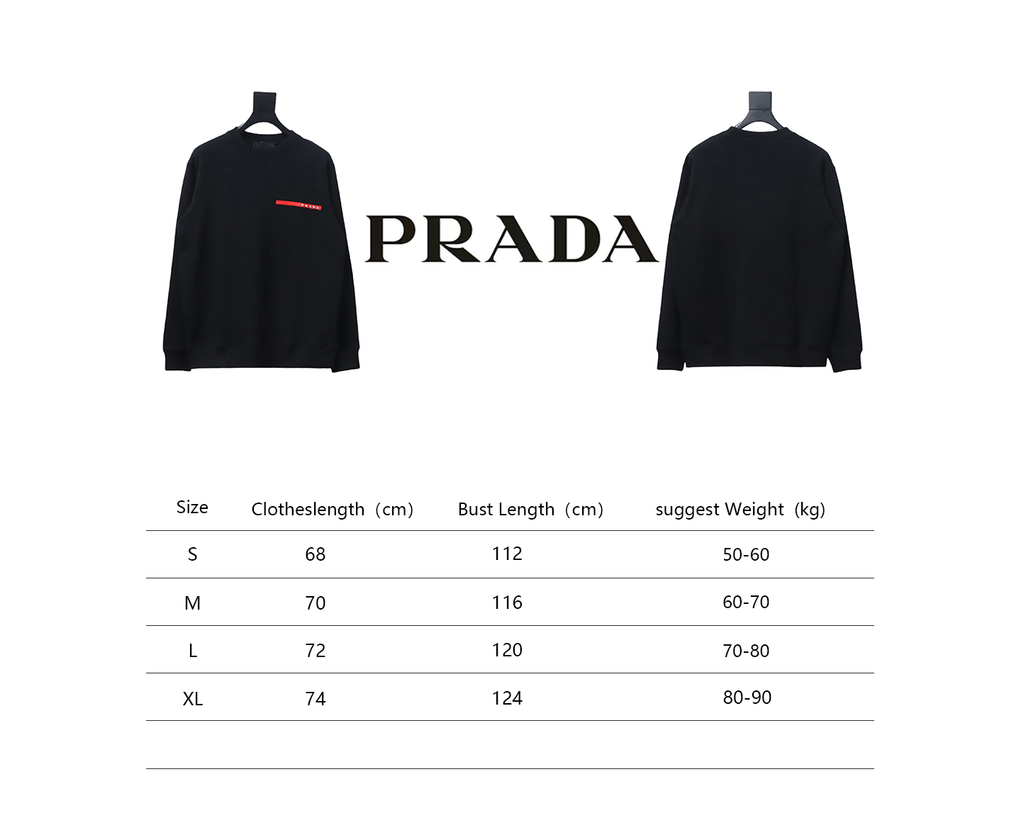 Prada Classic Red Striped Crew Neck Hoodie Black