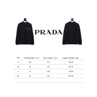 Prada Classic Red Striped Crew Neck Hoodie Black 02