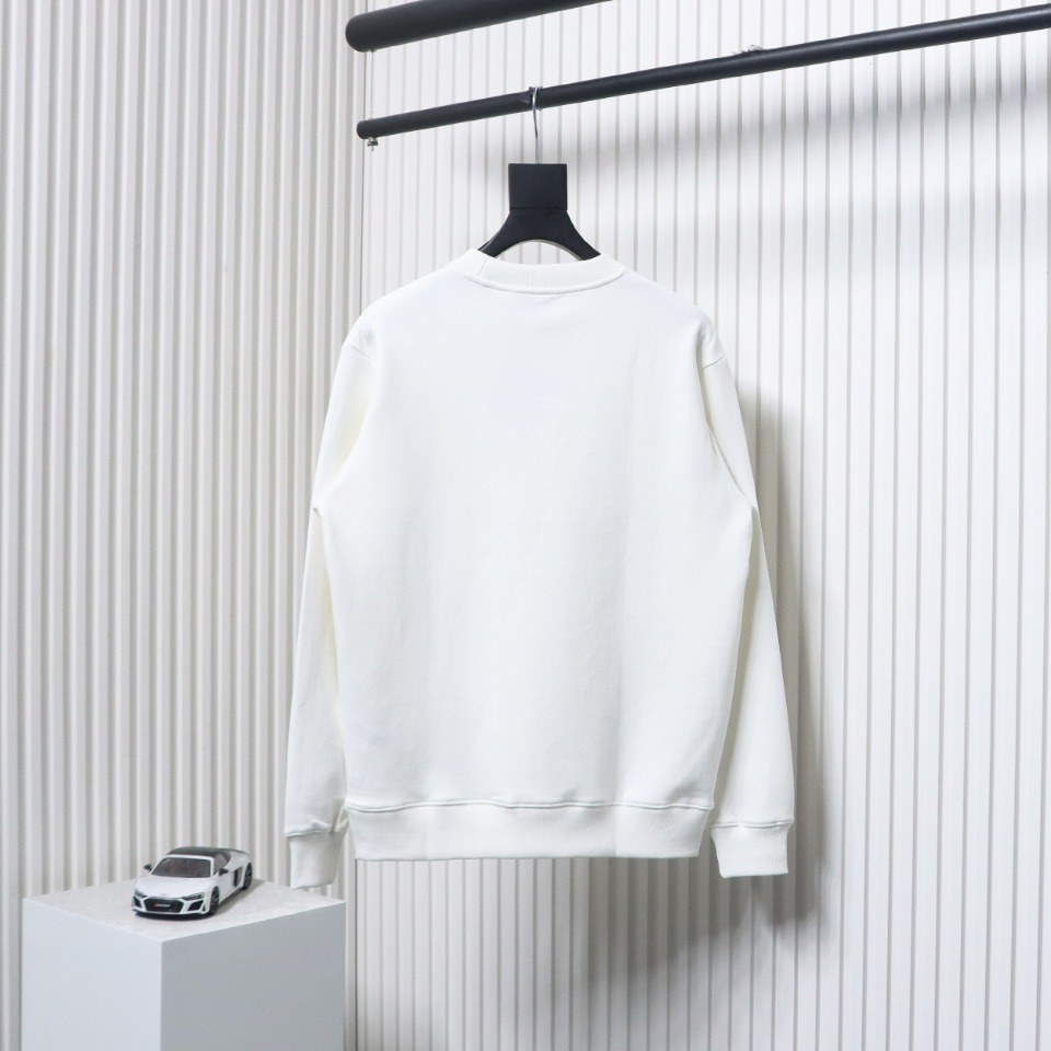 Prada Classic Red Striped Crew Neck Hoodie White