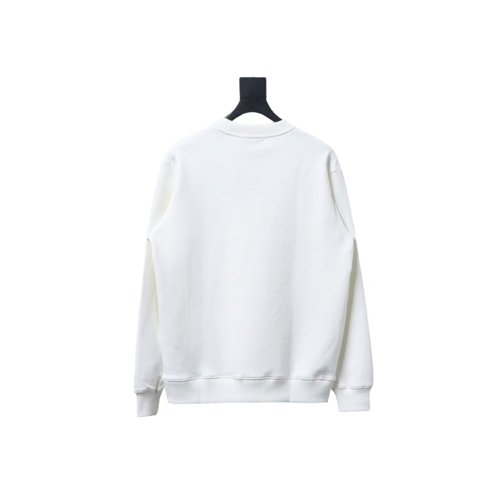 Prada Classic Red Striped Crew Neck Hoodie White