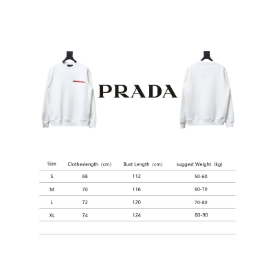 Prada Classic Red Striped Crew Neck Hoodie White 02