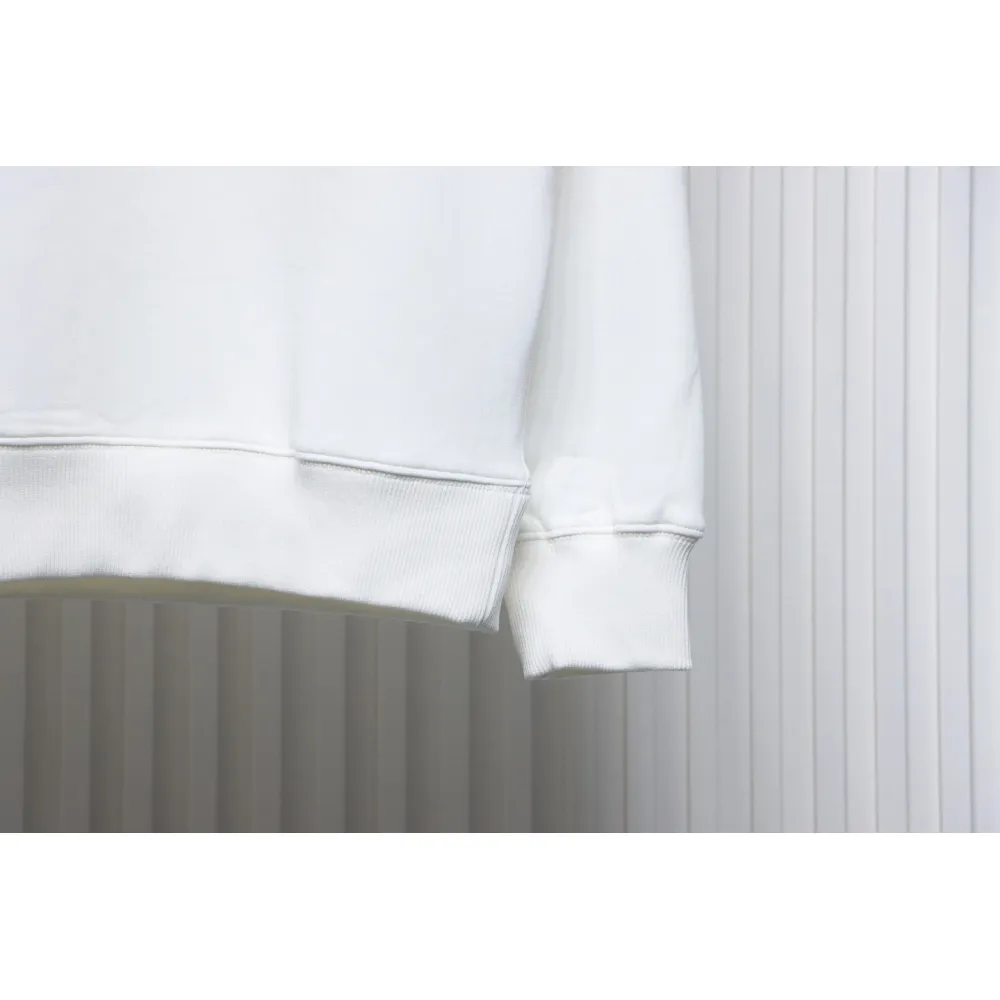 Prada Classic Red Striped Crew Neck Hoodie White