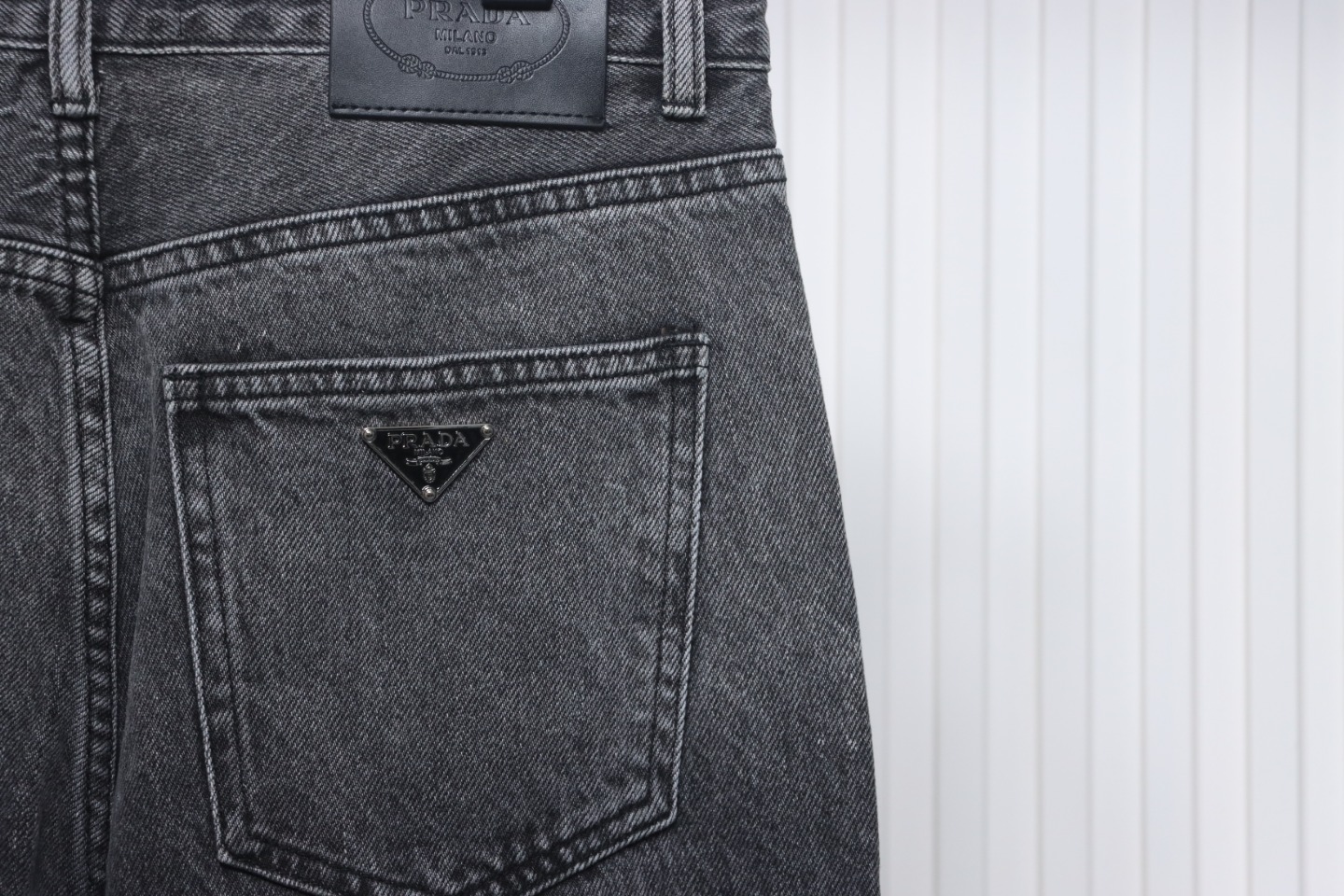 Prada Deconstructed Wide-Leg Jeans With Gusset Back Pocket