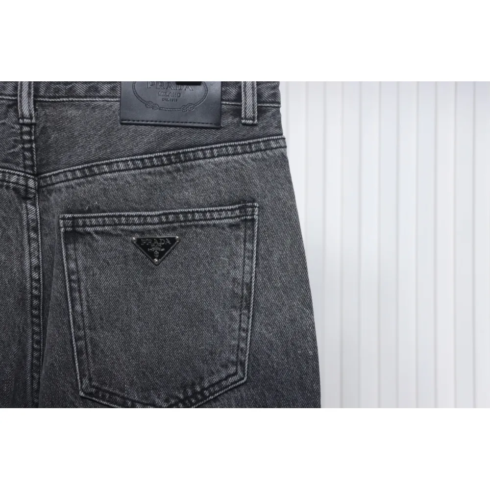 Prada Deconstructed Wide-Leg Jeans With Gusset Back Pocket