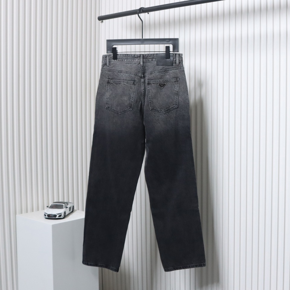 Prada Deconstructed Wide-Leg Jeans With Gusset Back Pocket