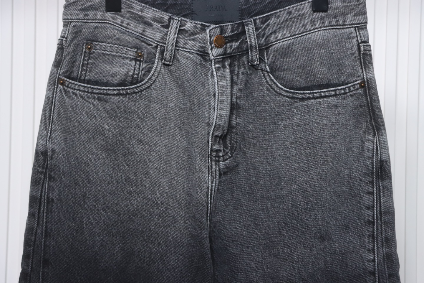 Prada Deconstructed Wide-Leg Jeans With Gusset Back Pocket