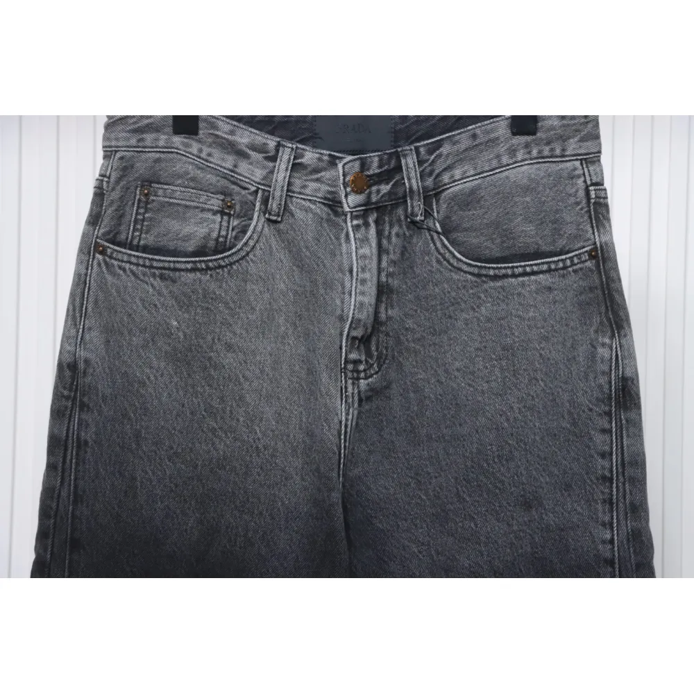 Prada Deconstructed Wide-Leg Jeans With Gusset Back Pocket