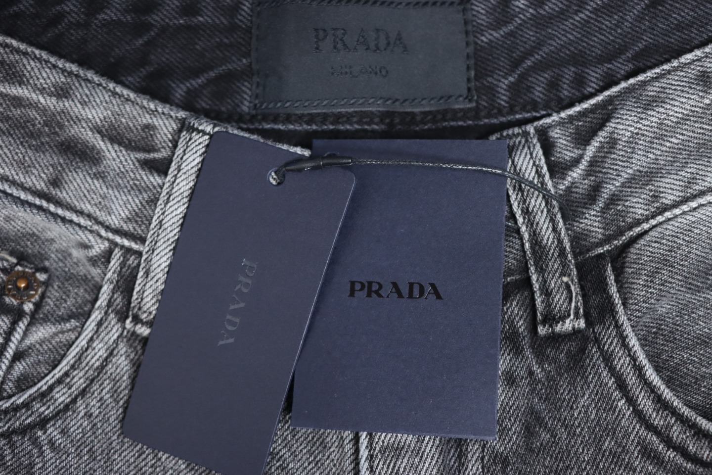 Prada Deconstructed Wide-Leg Jeans With Gusset Back Pocket
