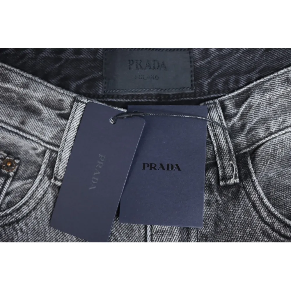 Prada Deconstructed Wide-Leg Jeans With Gusset Back Pocket