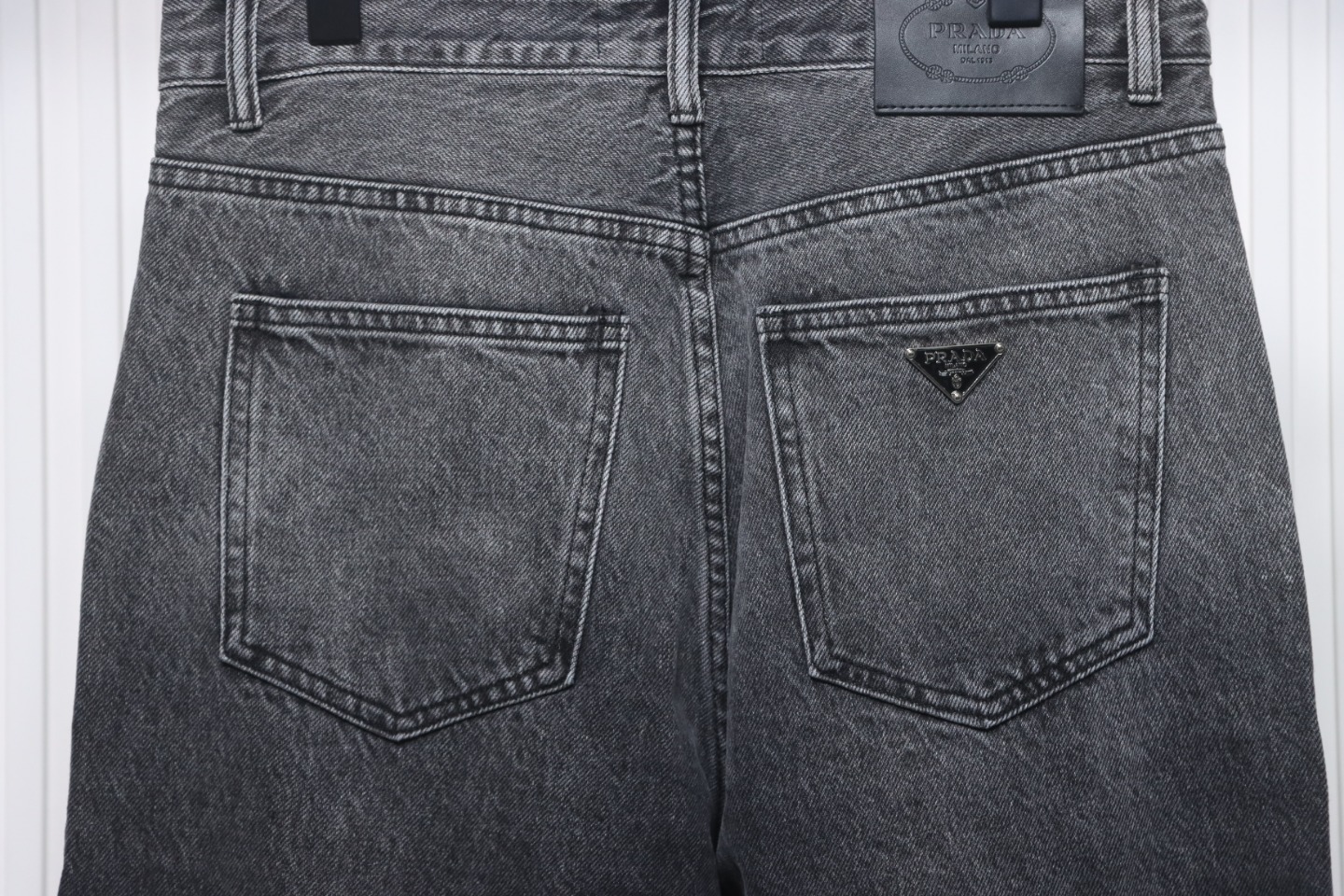 Prada Deconstructed Wide-Leg Jeans With Gusset Back Pocket