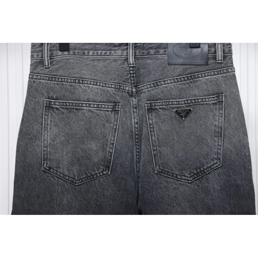 Prada Deconstructed Wide-Leg Jeans With Gusset Back Pocket