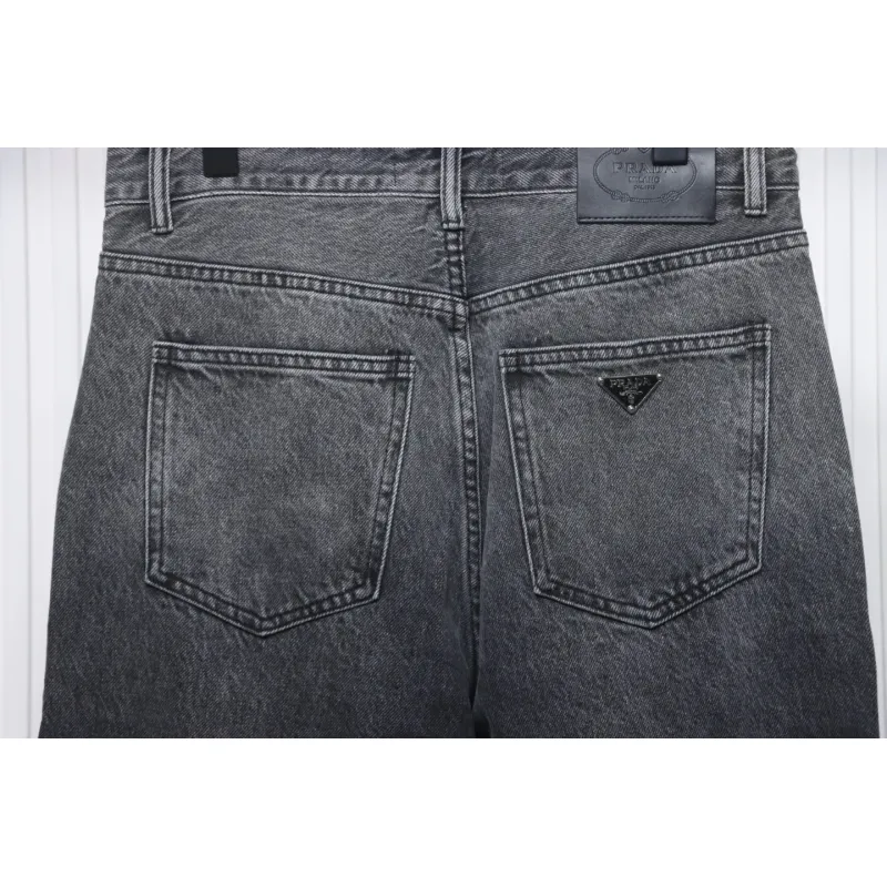 Prada Deconstructed Wide-Leg Jeans With Gusset Back Pocket
